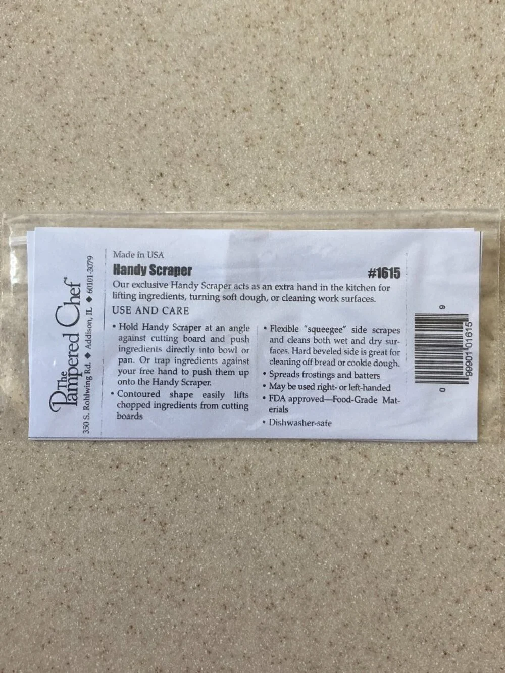 NIP The Pampered Chef White and Silver Handy Scraper #1615